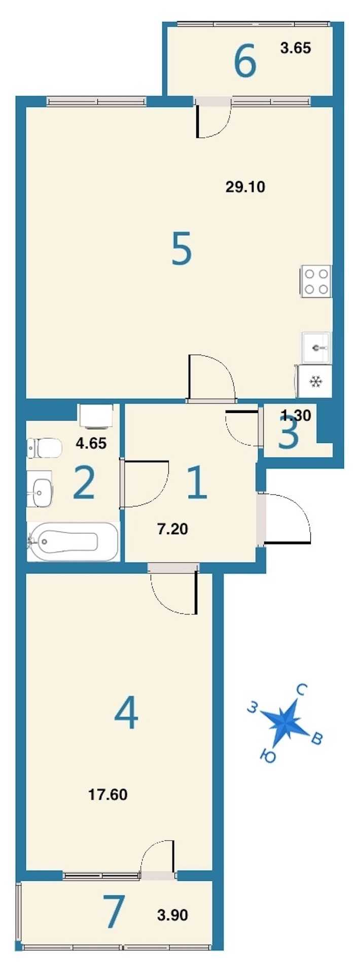 Однокомнатная квартира в : площадь 64.2 м2 , этаж: 16 – купить в Санкт-Петербурге